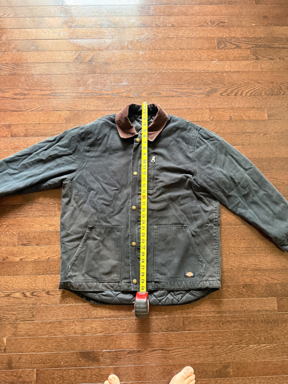 Dickies Black Canvas Work Jacket with Brown Corduroy Collar - Picture 13 of 15